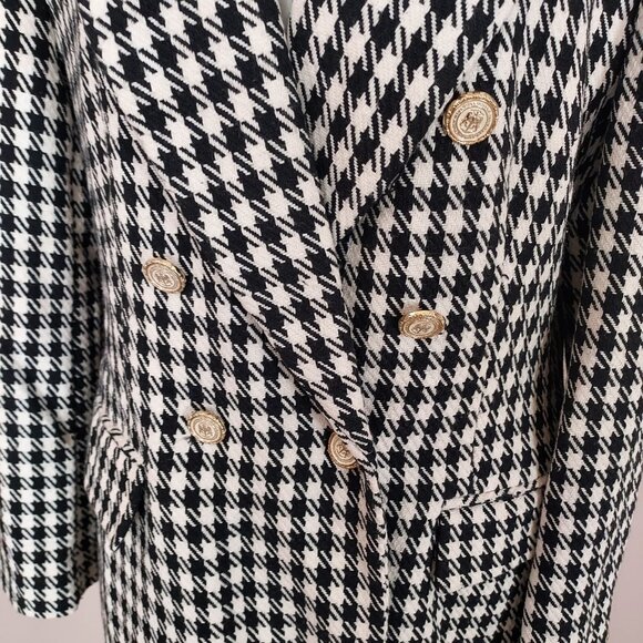 Zara Black & White Houndstooth Double Breasted Blazer Size XL NWOT - Picture 13 of 14